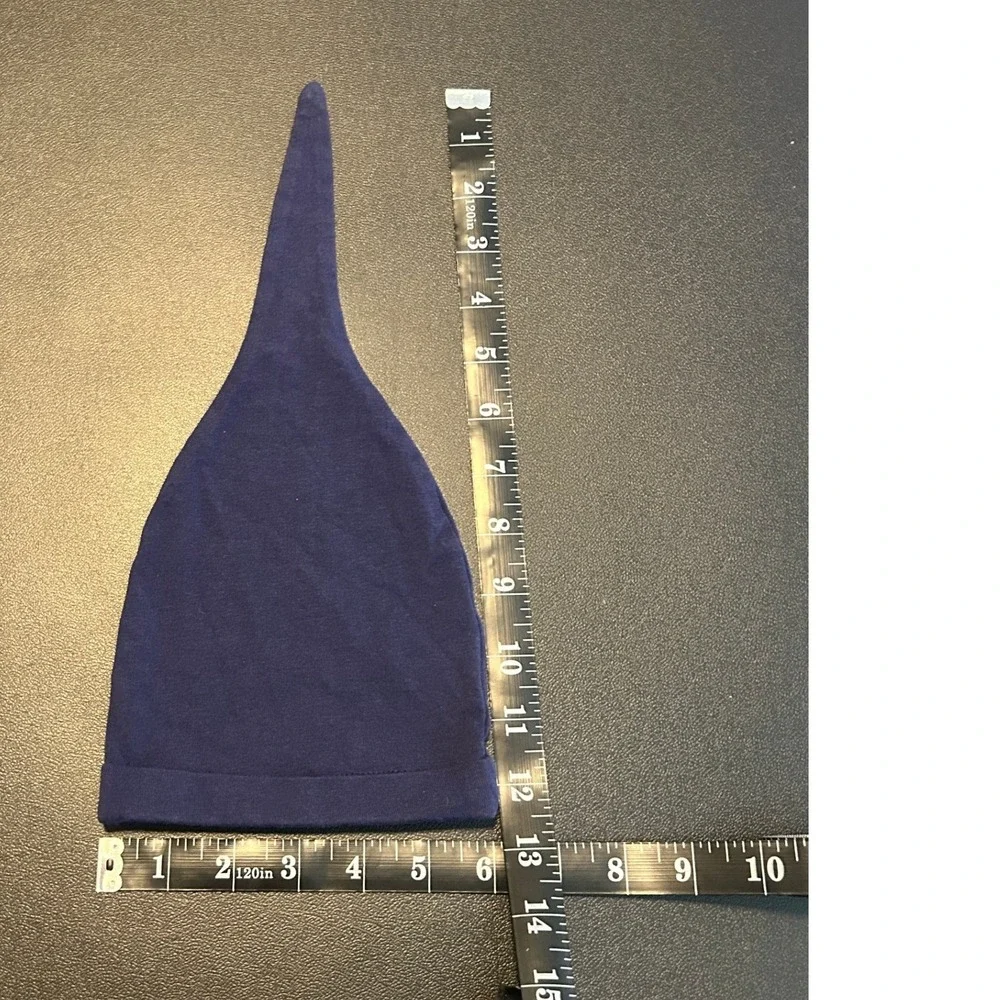 Baby Be Mine Navy Blue Knotted Beanie Pointed Newborn Hat Cotton Blend 1540